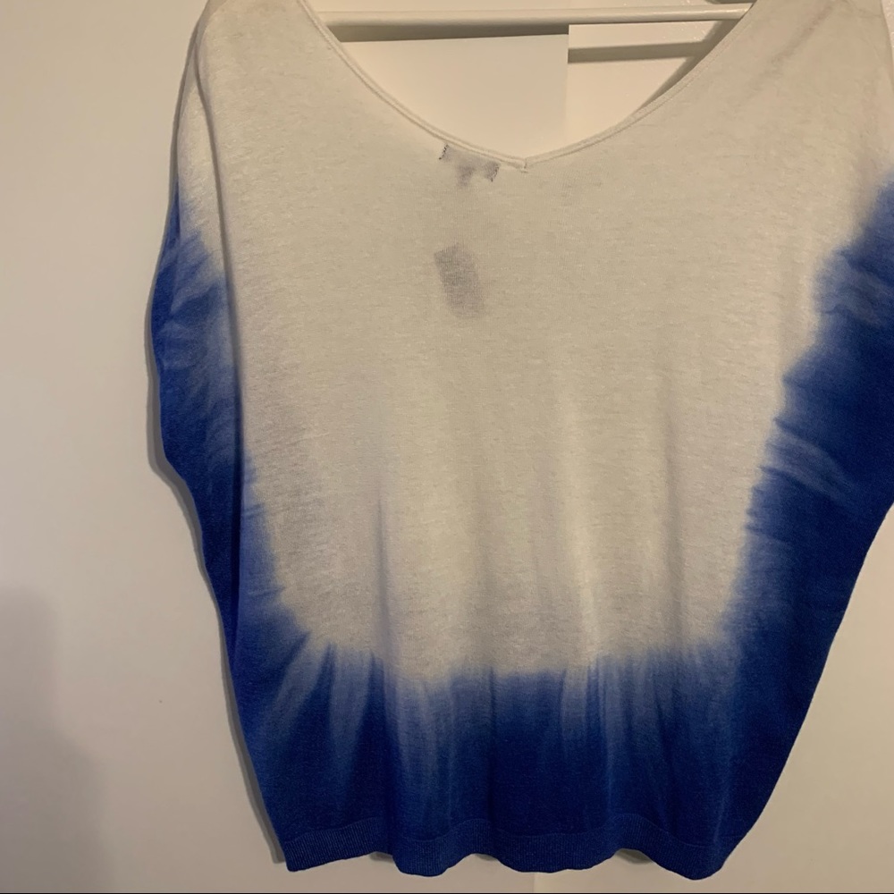 Splendid M dip dye dolman sleeve sweater cashmere blend White & Mediterranean - Picture 8 of 15